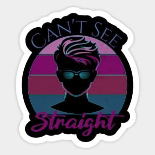 PRIDE Month Can't See Straight Bi Retro Sunset Sticker